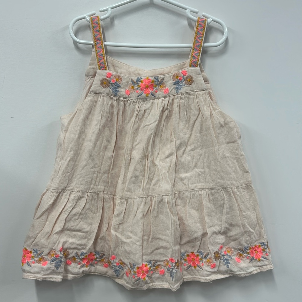 Gap kids pink embroidered floral tank blouse L
